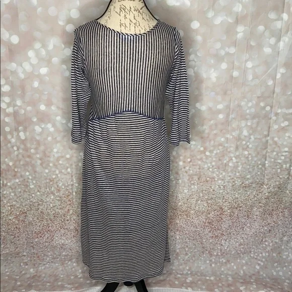 ANTHROPOLOGIE - lil linen blue striped dress - Picture 8 of 8